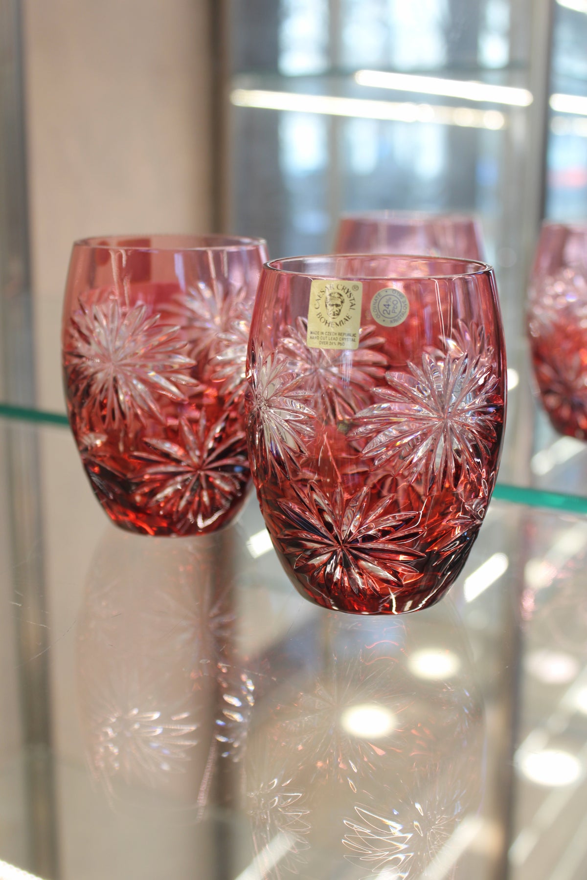 Set 2 Pahare Fara Picior Palm - 220 ml - ruby
